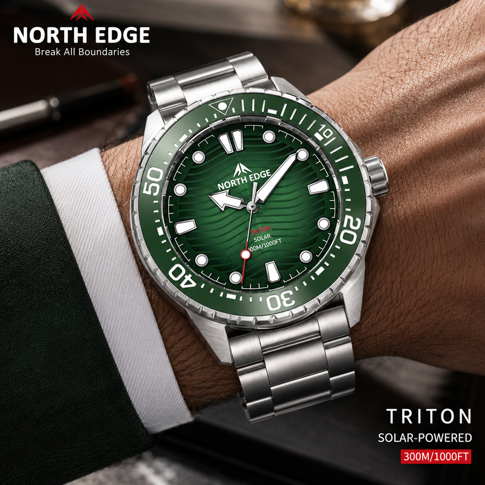 Solar Powered Watch - 2026 NORTH EDGE TRITON Multi Color