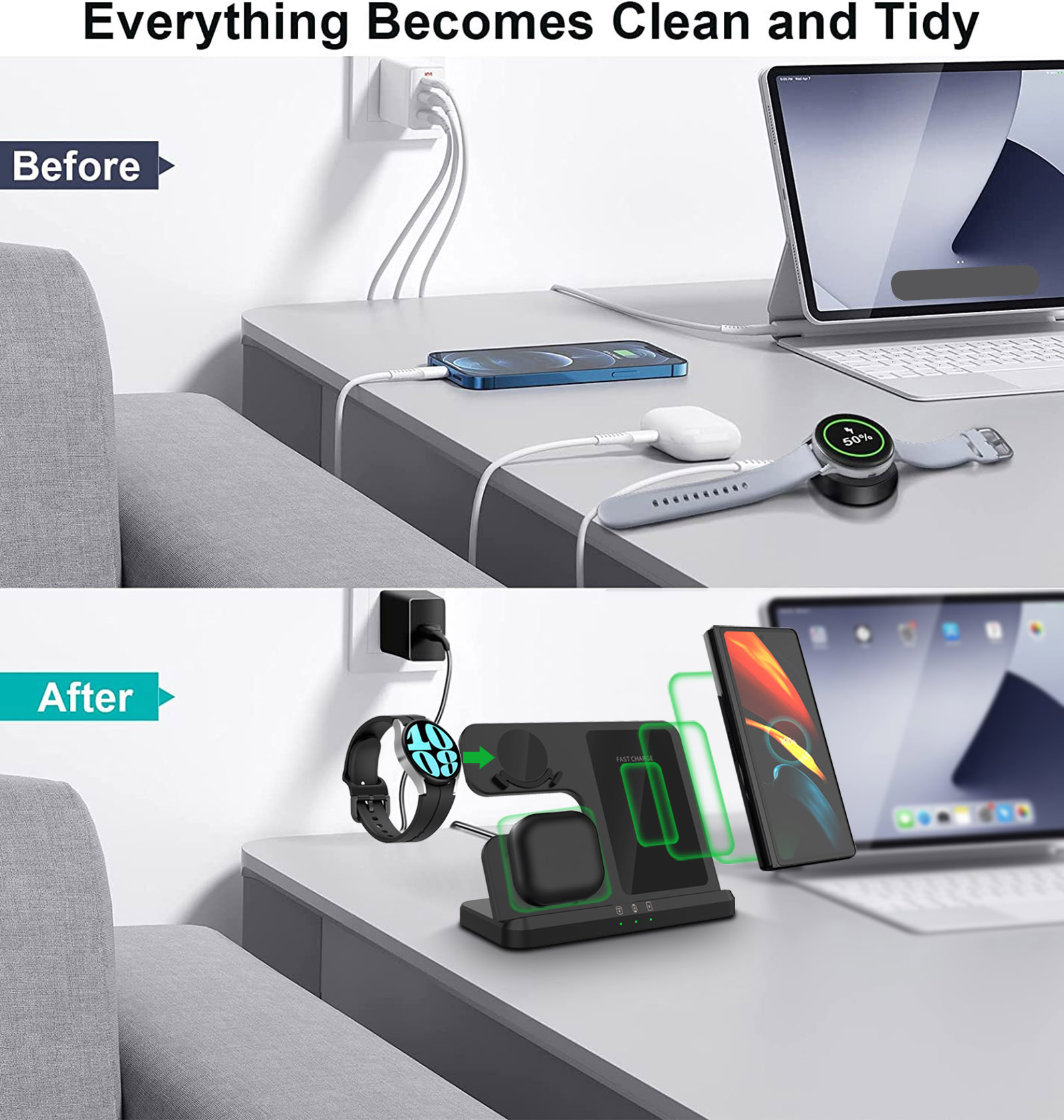 Wireless Charger 3 In 1 Stand  - đánh giá và giá Watches Smartwatch Samsung