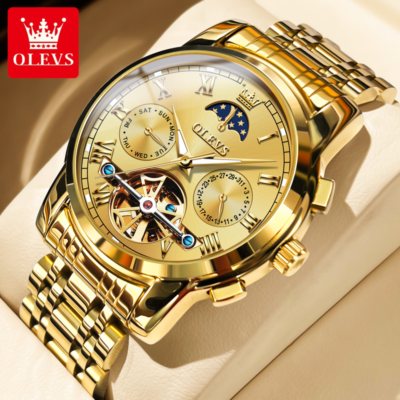 OLEVS 6617 Men's Classic Mecha - đánh giá và giá Leather Watch Strap