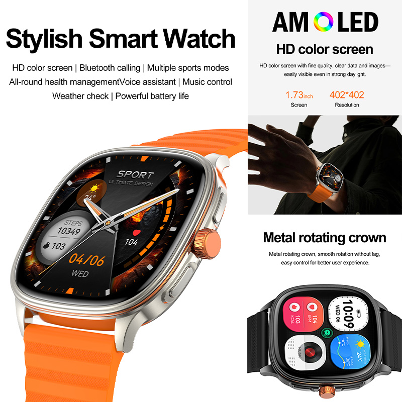 YAOCX HK73 AMOLED Smartwatch M - đánh giá và giá Smartwatch Square Watches For Men