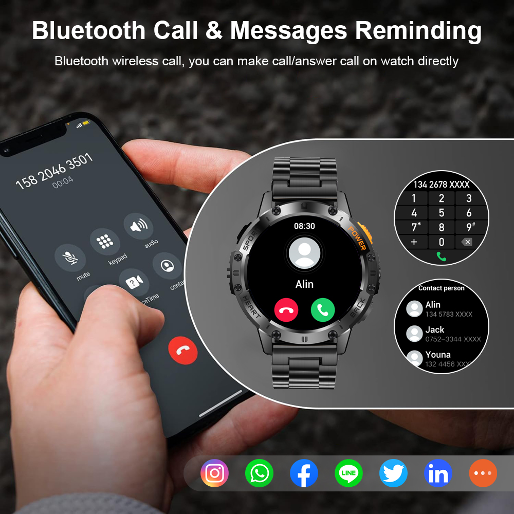 LIGE 1.43 Inch AMOLED Screen B - đánh giá và giá Smartwatch Health Watches For Men