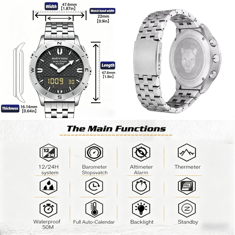 NORTH EDGE Men Outdoor Digital - đánh giá và giá Smartwatch Digital Watches For Men