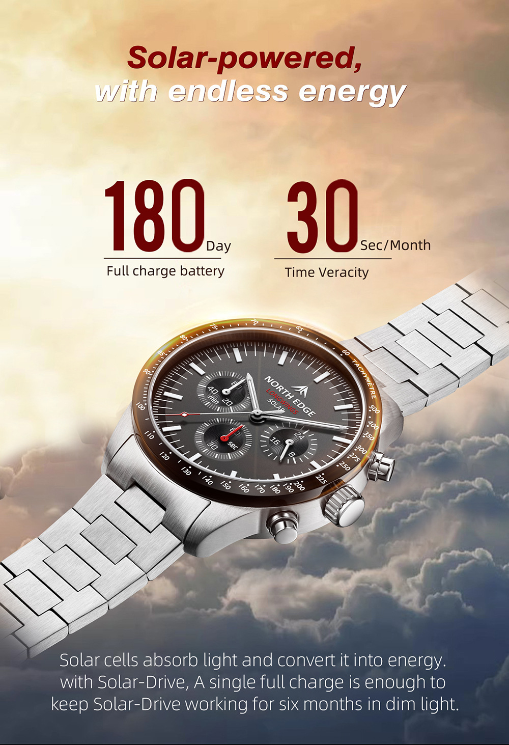 New 2026 Pointer Solar Recharg - đánh giá và giá Solar Powered Watch