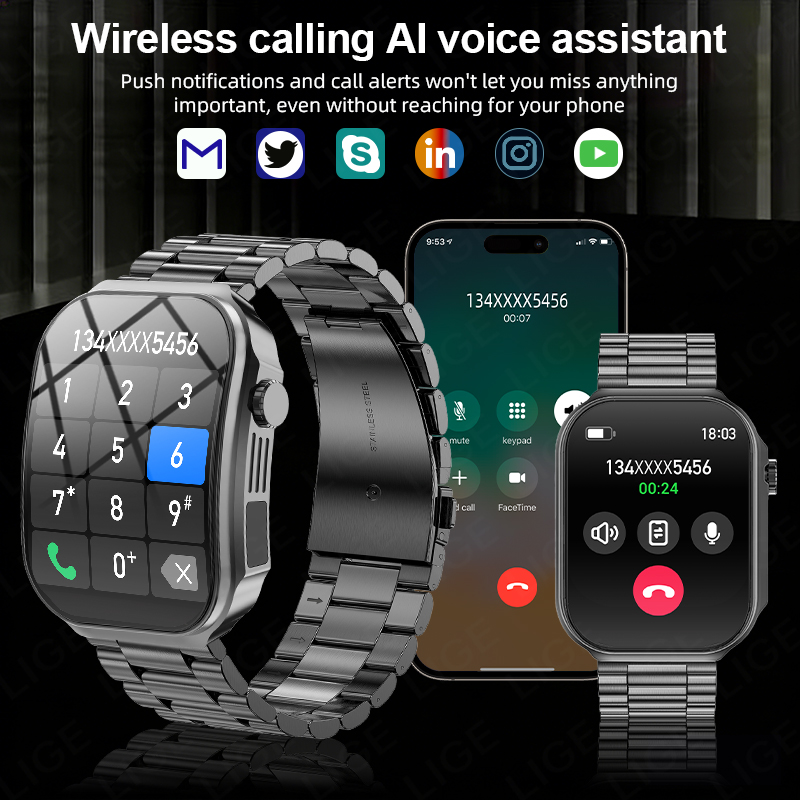 LIGE New 3D Curved Screen Smar - đánh giá và giá Smartwatch Health Watches For Men