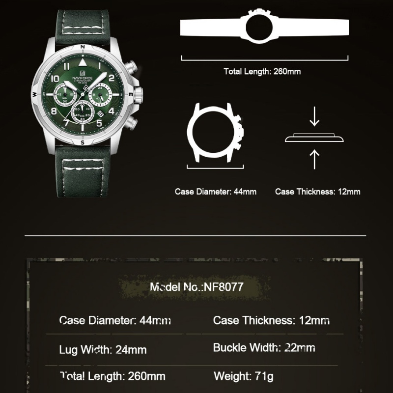 NAVIFORCE Bussiness Men Quartz - đánh giá và giá Leather Watch Strap