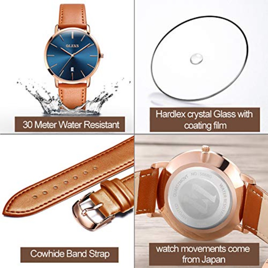 OLEVS Men Leather Watches Blac - đánh giá và giá Smartwatch Digital Watches For Men